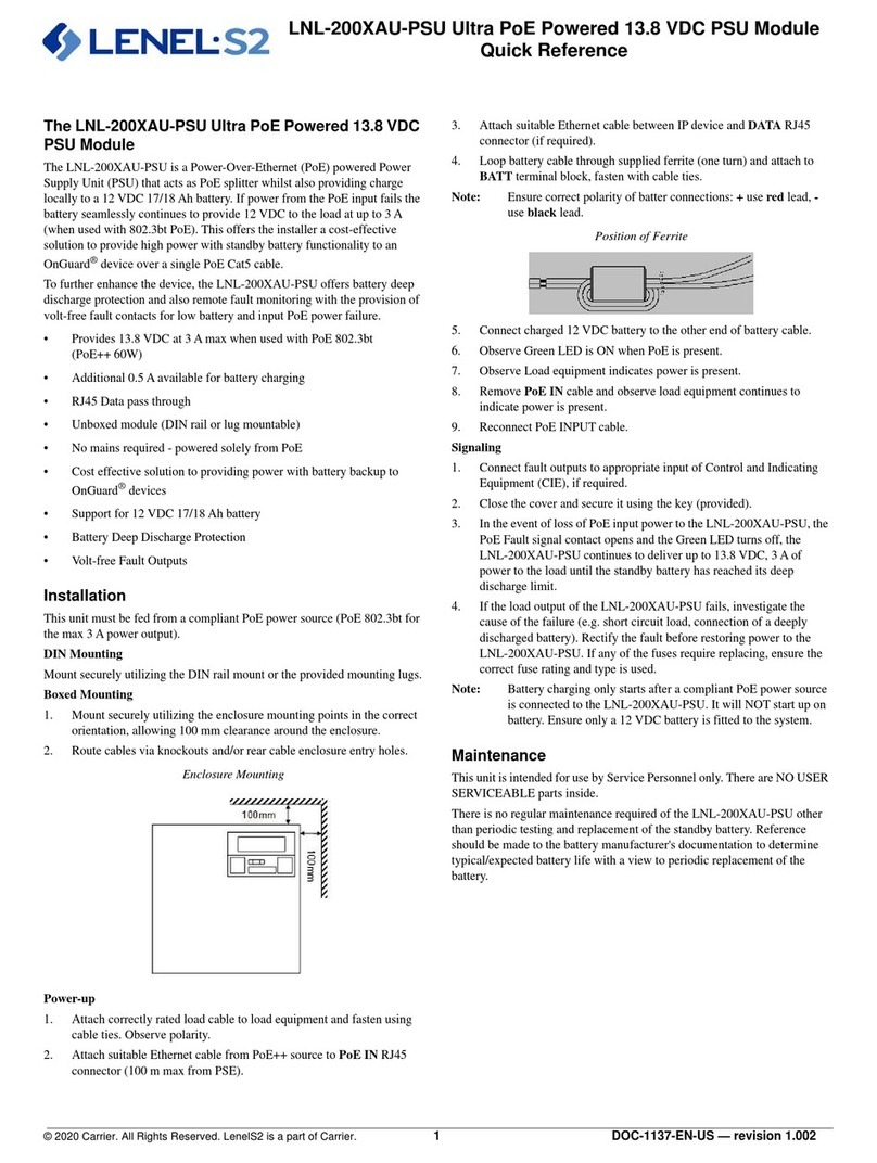 LenelS2 LNL-200XAU-PSU quick reference