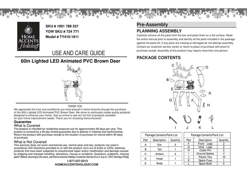 Home Accents Holiday TY410-1611 Use and care guide