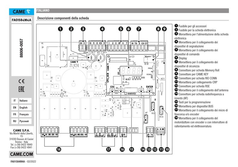 CAME FA01584M4A quick start guide