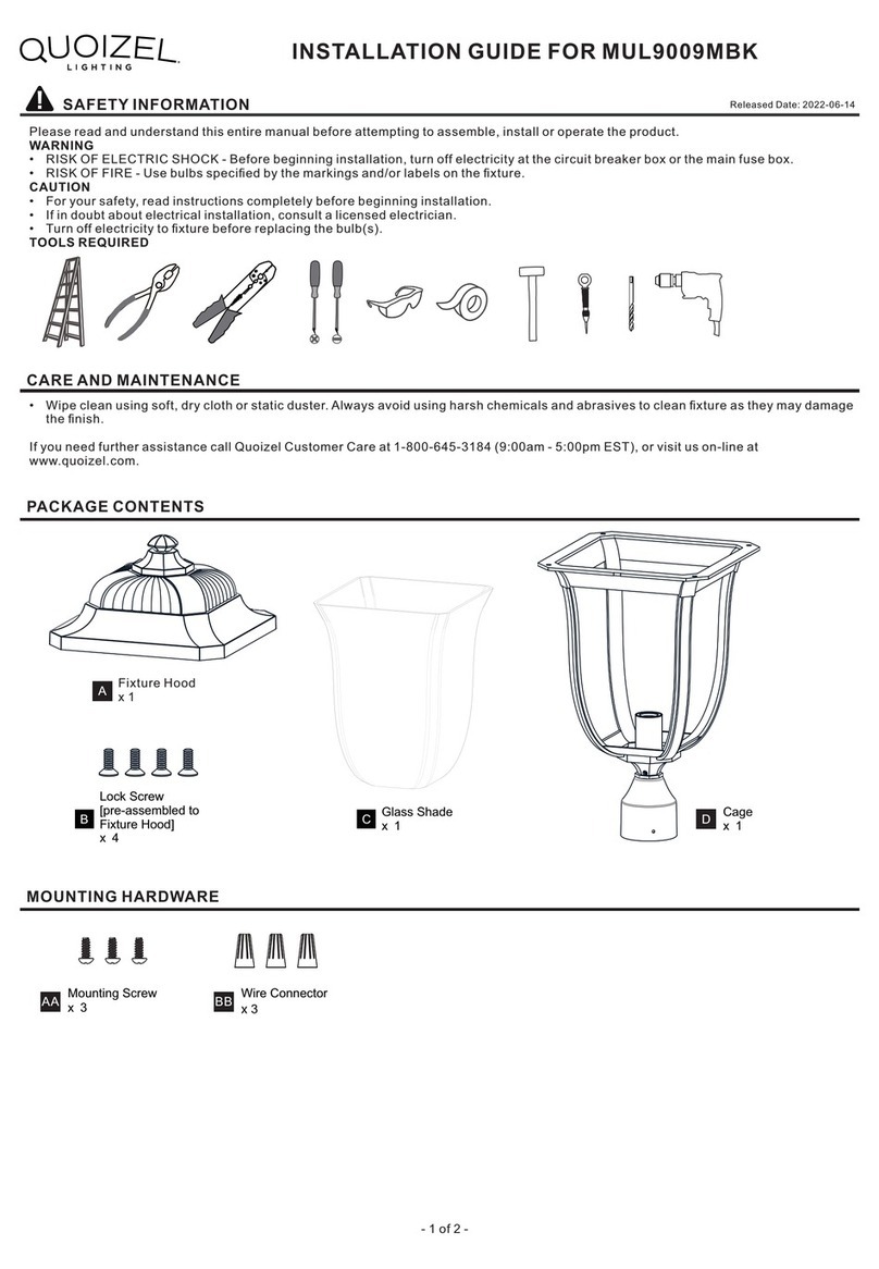 Quoizel Mulberry MUL9009MBK installation guide Quoizel Mulberry MUL9009MBK installation guide