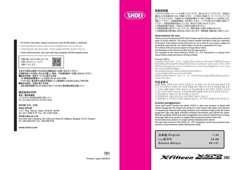 SHOEI X-Fifteen Instructions for use