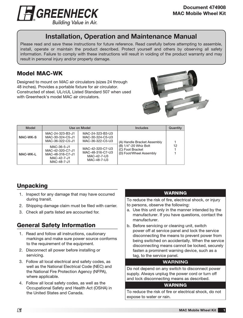 Greenheck MAC-WK-S Installation, operation and maintenance manual