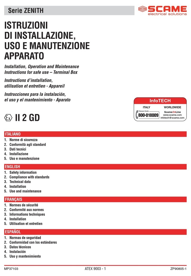 Scame ZENITH Series Installation, operation and maintenance instructions