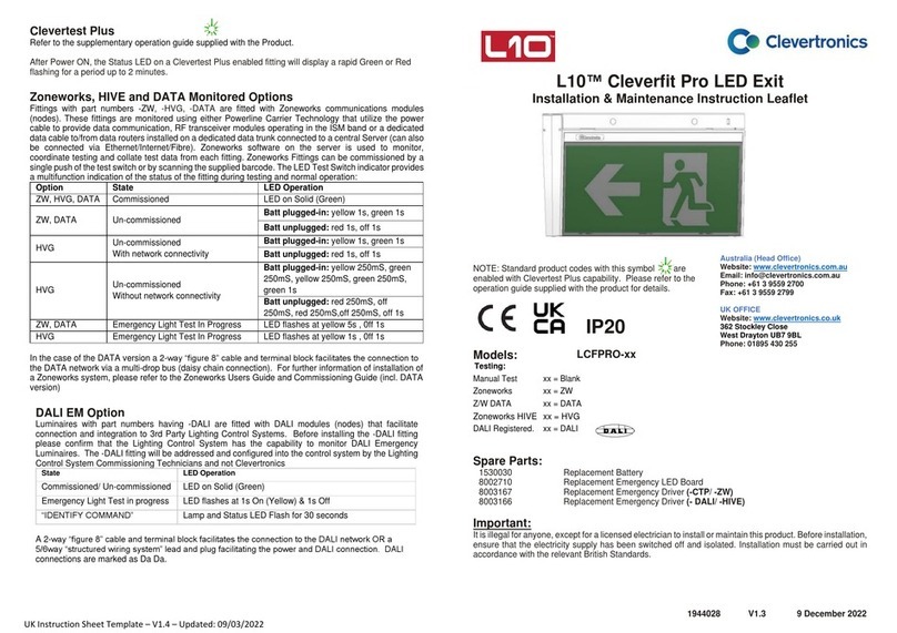 Clevertronics L10 Cleverfit Pro Installation and operating instructions