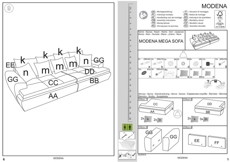 Modena MEGA SOFA Assembly instructions Modena MEGA SOFA Assembly instructions