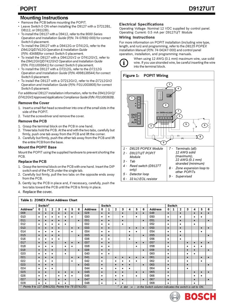 Bosch POPIT D9127U/T quick start guide