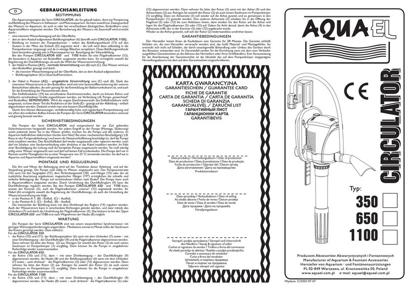 AQUA EL CIRCULATOR 350 manual