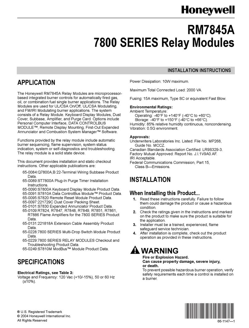 Honeywell 7800 SERIES installation instructions
