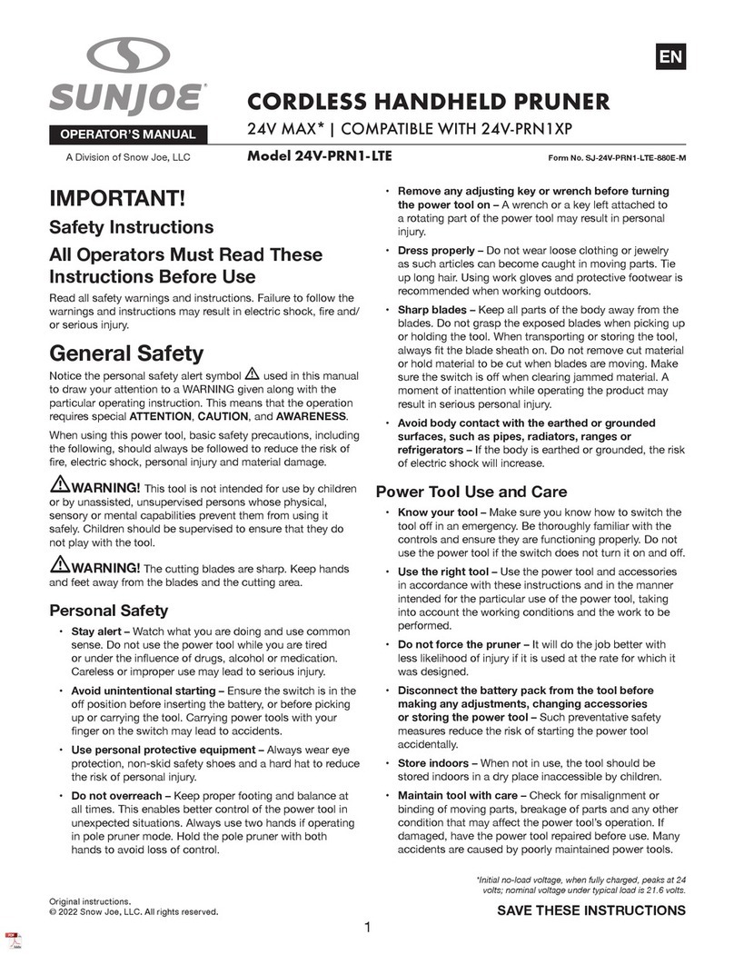 SNOWJOE SUNJOE 24V-PRN1- LTE User manual