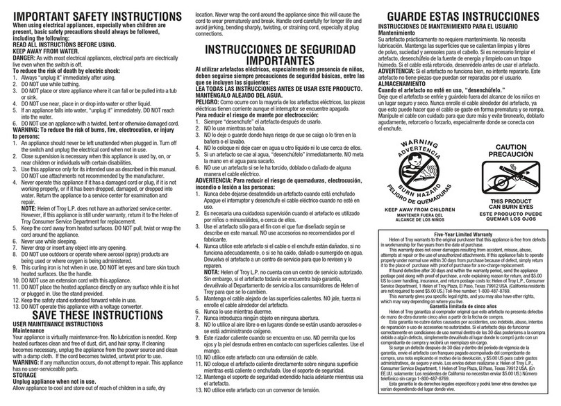 HOT TOOLS PRO SIGNATURE HTIR1574S Use and Care Instruction Manual