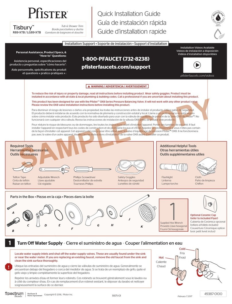 Pfister Tisbury R89-XTB User manual Pfister Tisbury R89-XTB User manual