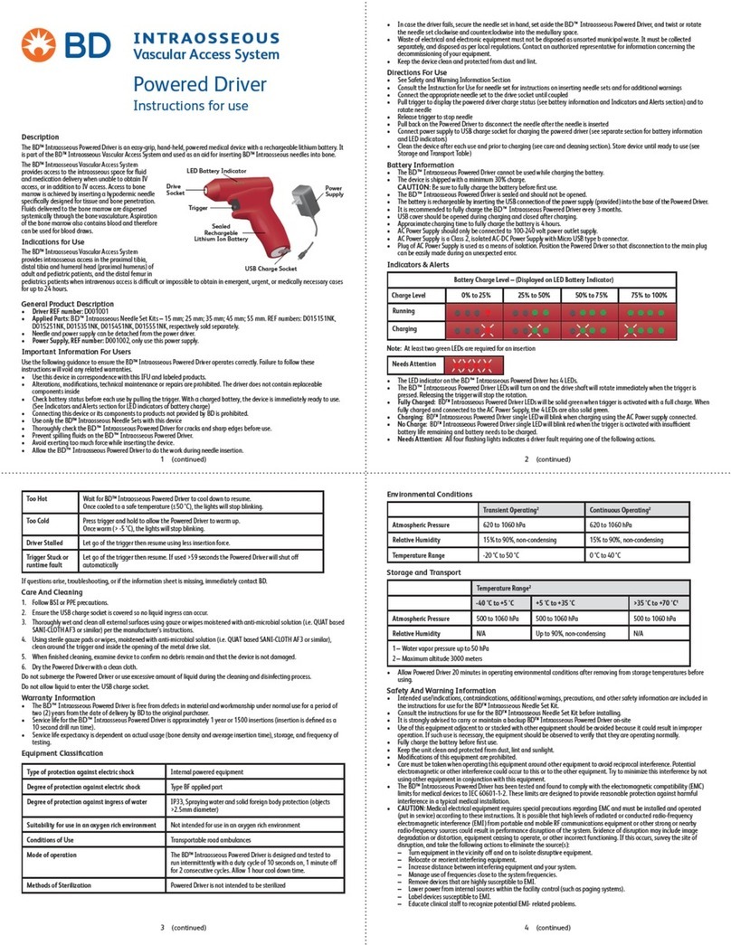 BD INTRAOSSEOUS Powered Driver User manual