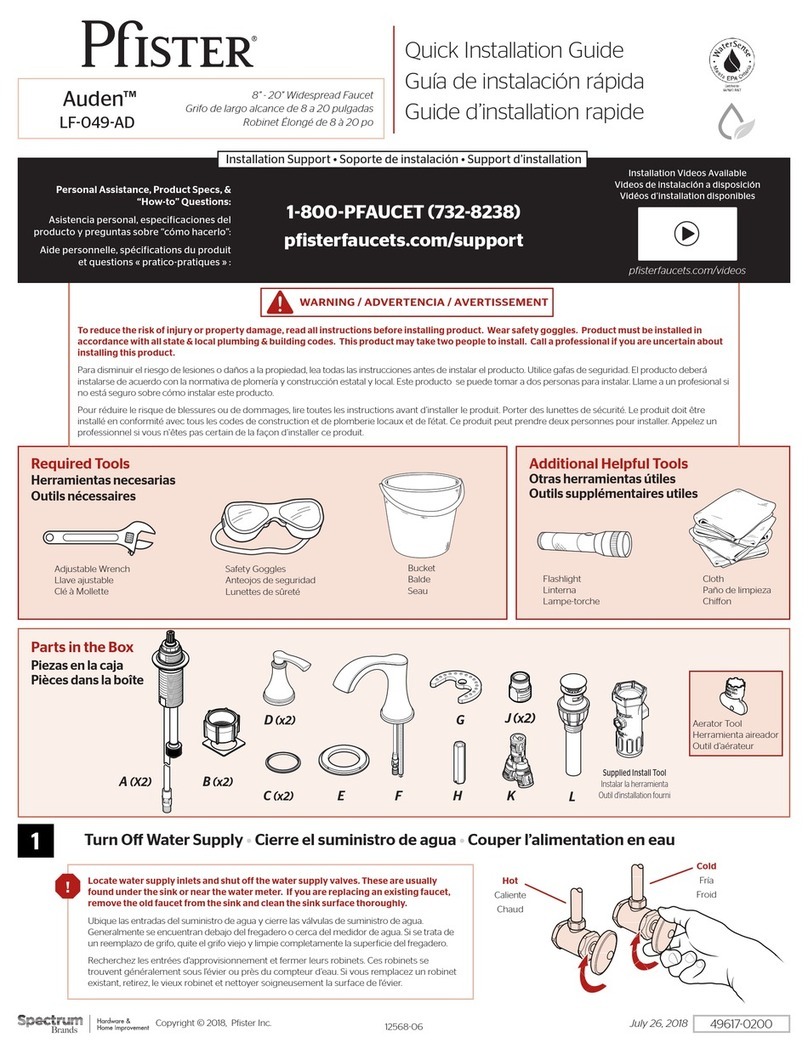 Pfister Auden LF-049-AD Quick installation guide