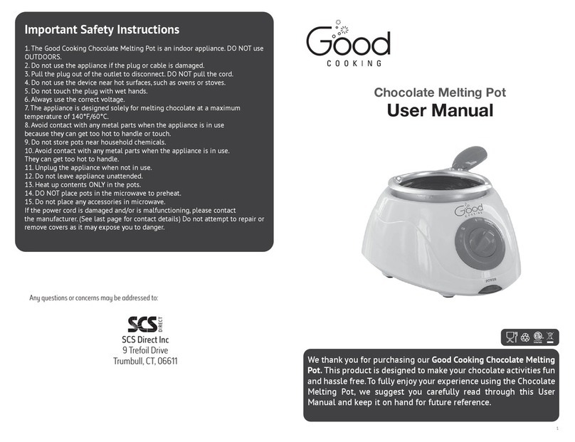 SCS Good COOKING Chocolate Melting Pot user manual