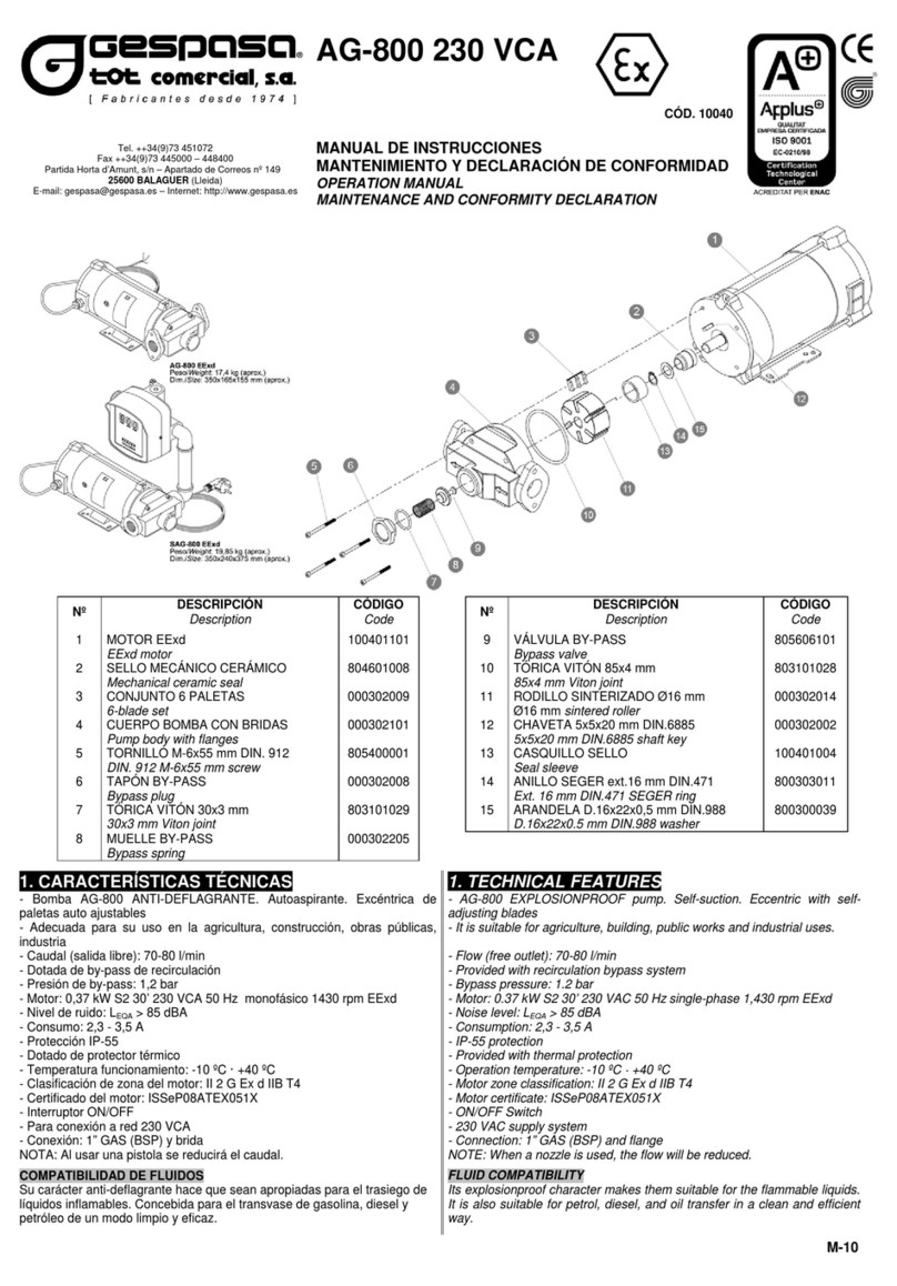 Gespasa AG-800 Operation manual