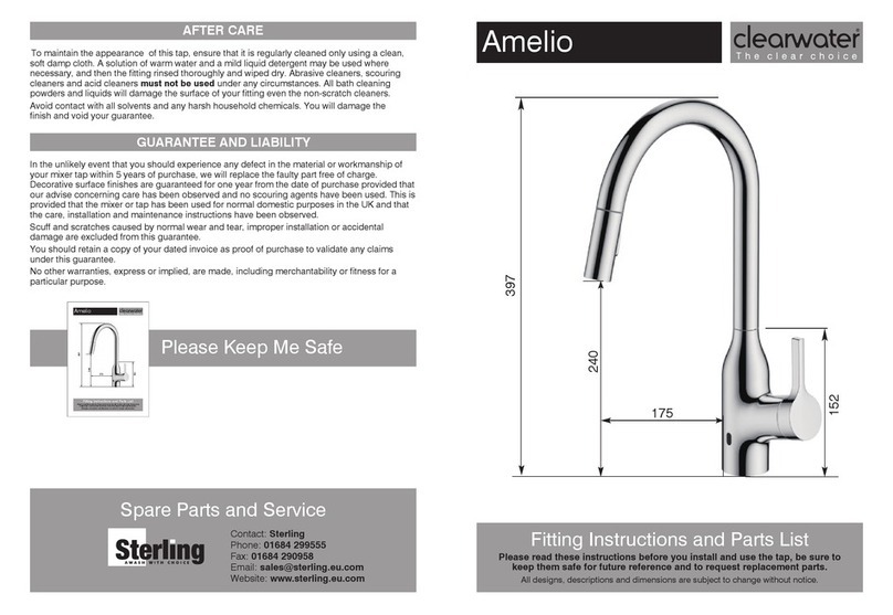 Sterling clearwater Amelio AML10 Fitting Instructions and Parts List