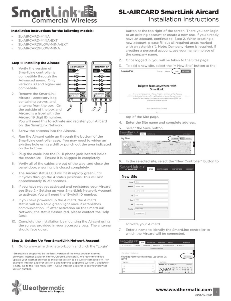Weathermatic Smartlink SL-AIRCARD-M1NA installation instructions