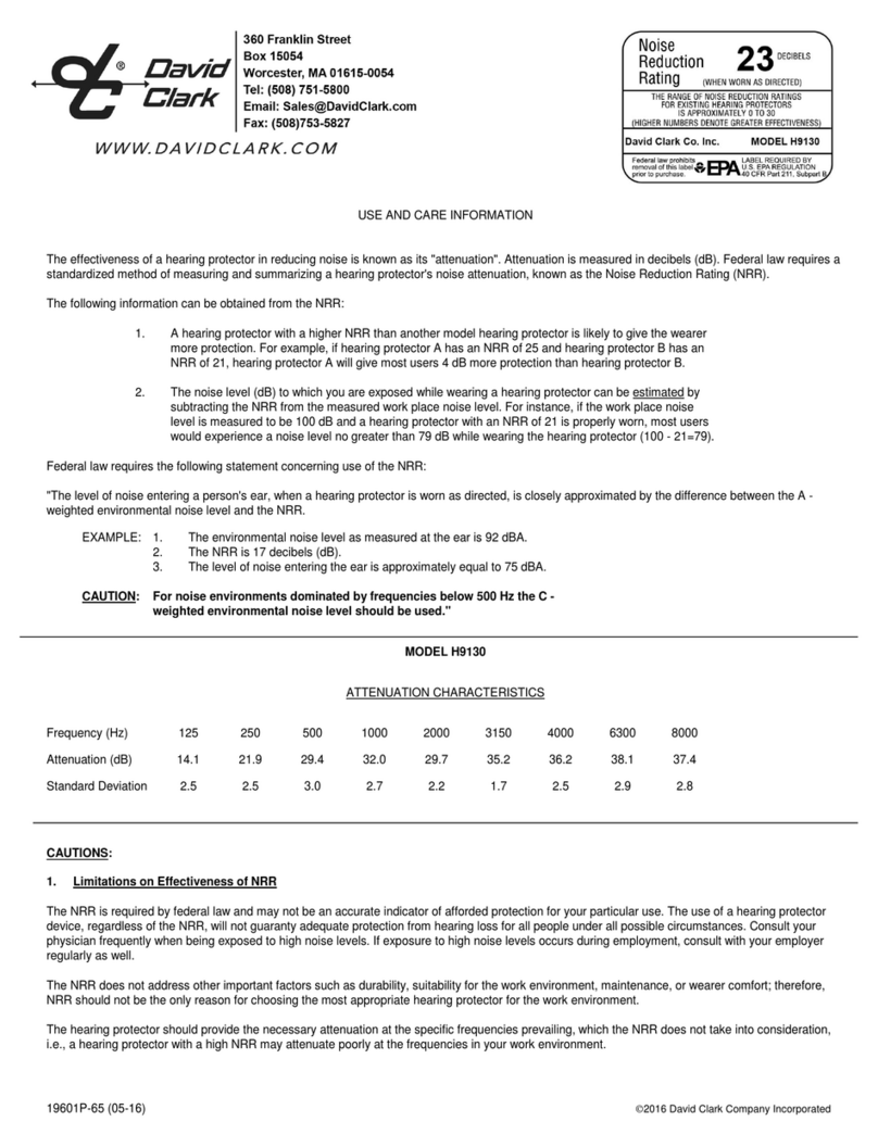 David Clark H9130 Owner's manual