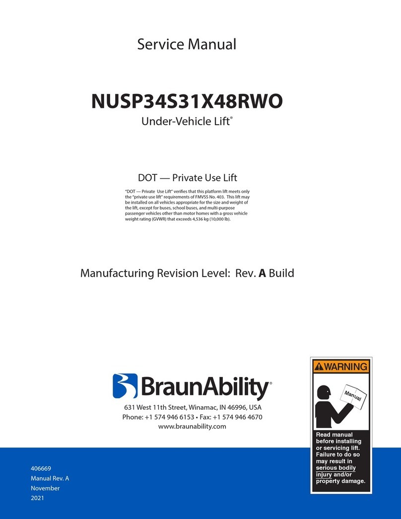 BraunAbility Under-Vehicle Lift NUSP34S31X48RWO User manual