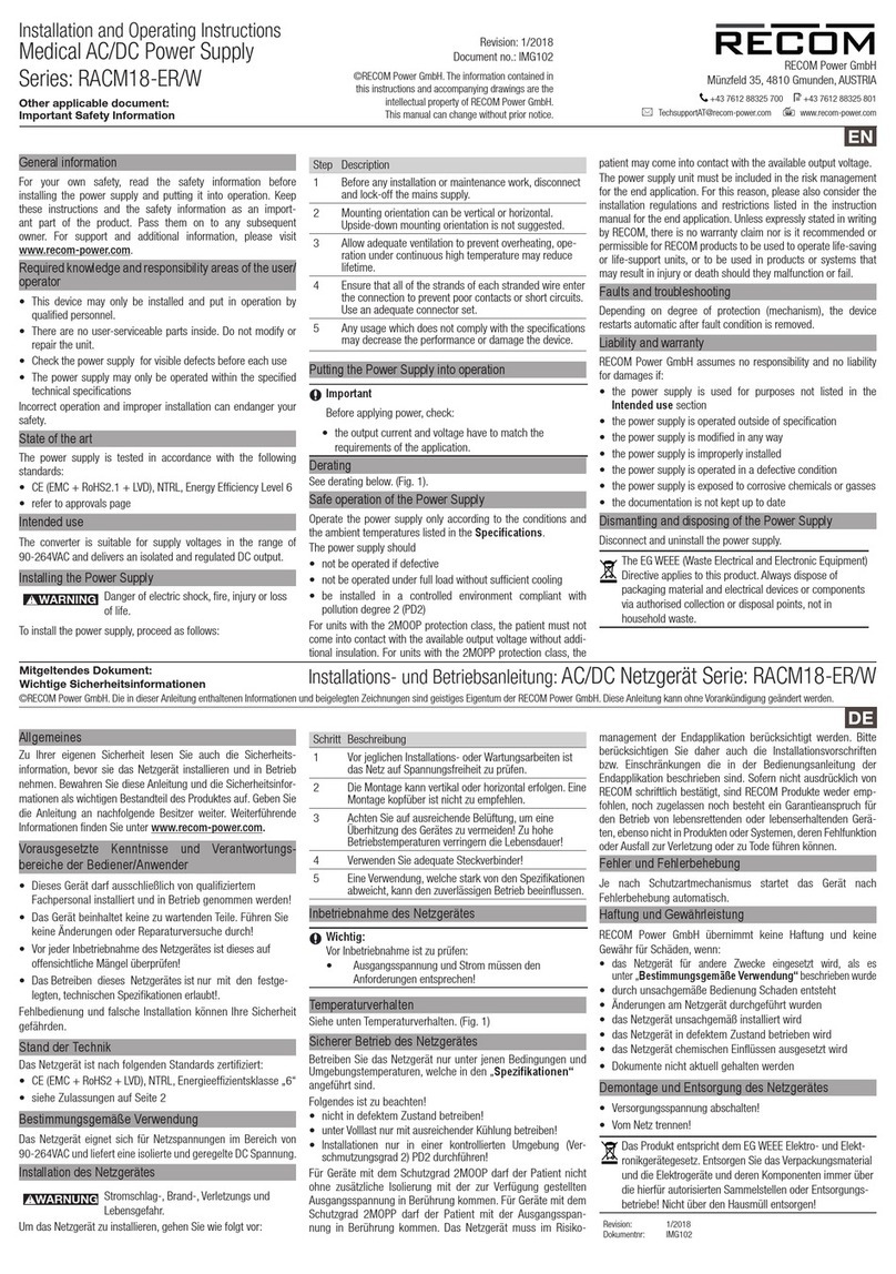 Recom RACM18-ER/W Series User manual