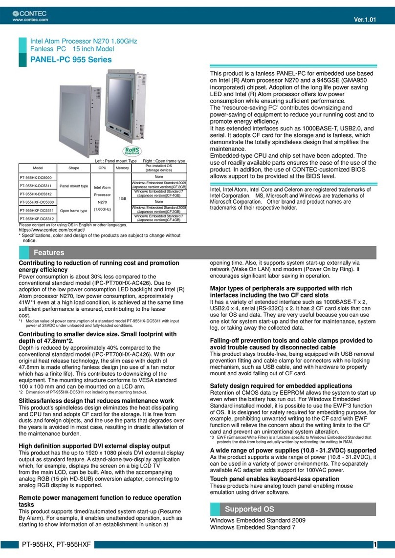 Contec PANEL-PC 955 Series Hardware setup