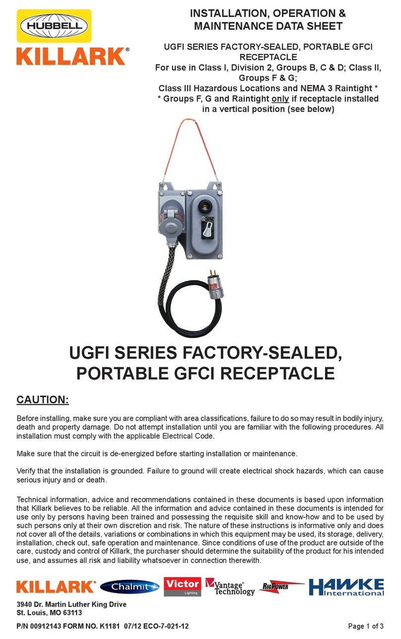 Hubbel KILLARK UGFI Series INSTALLATION, OPERATION & MAINTENANCE DATA SHEET