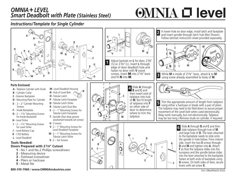 Omnia LEVEL Smart Deadbolt with Plate instructions