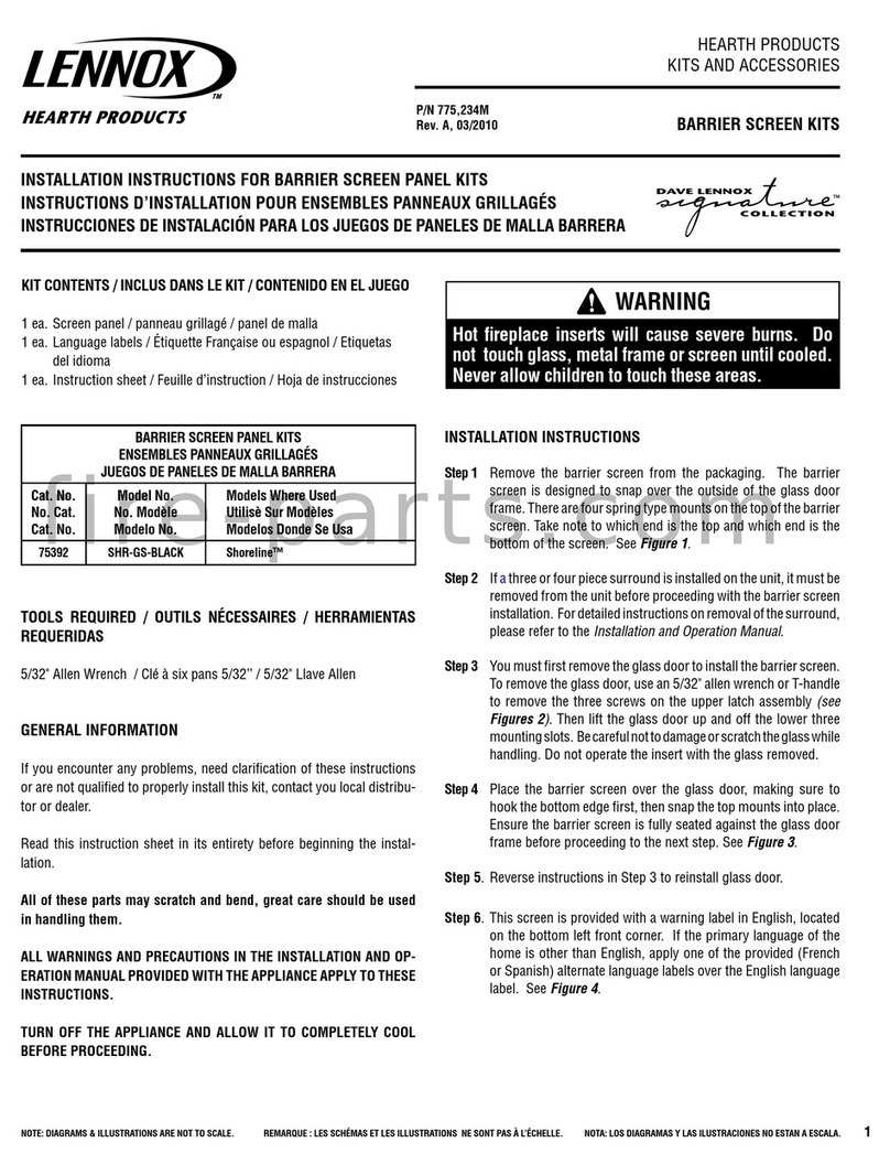 Lennox Hearth Products Shoreline SHR-GS-BLACK installation instructions Lennox Hearth Products Shoreline SHR-GS-BLACK installation instructions