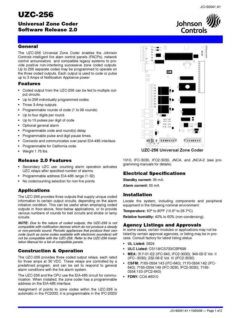 Johnson Controls UZC-256 User manual