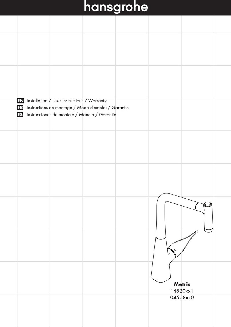 Hans Grohe Metris 14820 1 Series Installation and user instructions Hans Grohe Metris 14820 1 Series Installation and user instructions