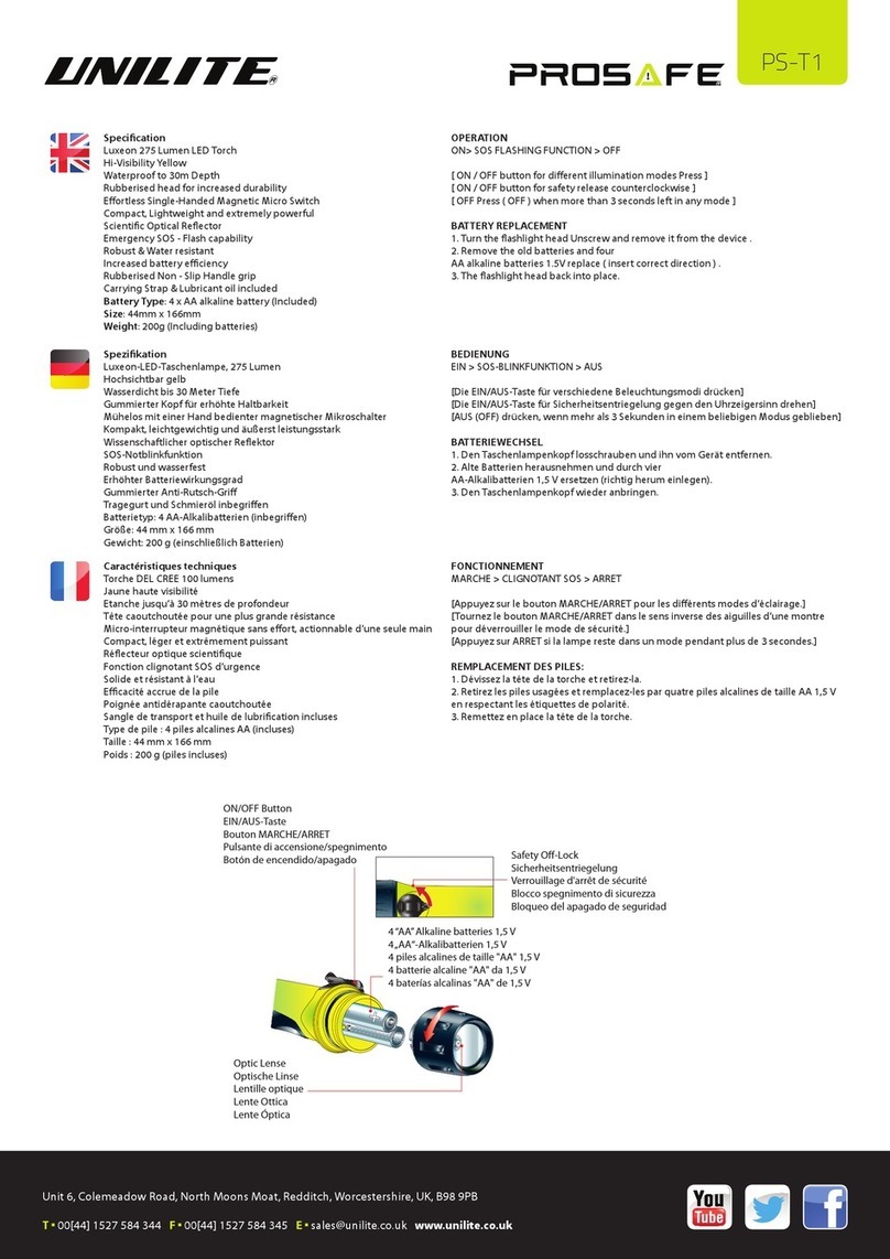 UNILITE PROSAFE PS-T1 User manual