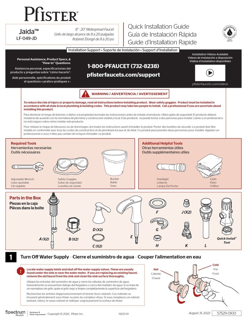 Spectrum Brands Pfister Jaida LF-049-JD Quick installation guide