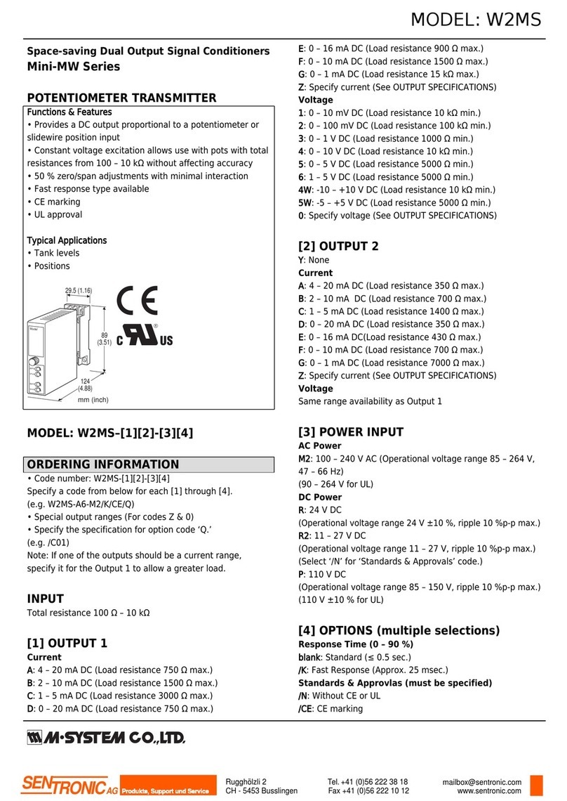 SENTRONIC M-SYSTEM Mini-MW Series manual