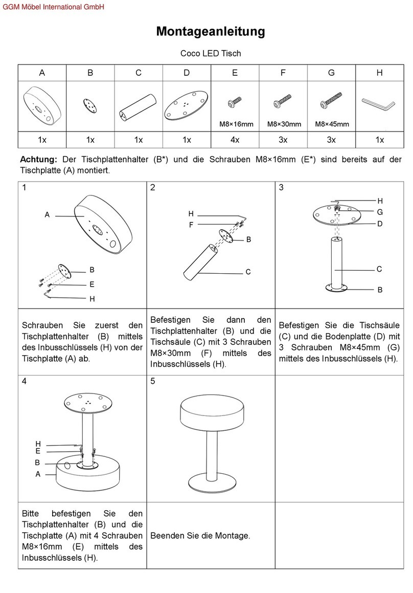 ggm moebel INTERNATIONAL Coco LED Table Assembly instruction