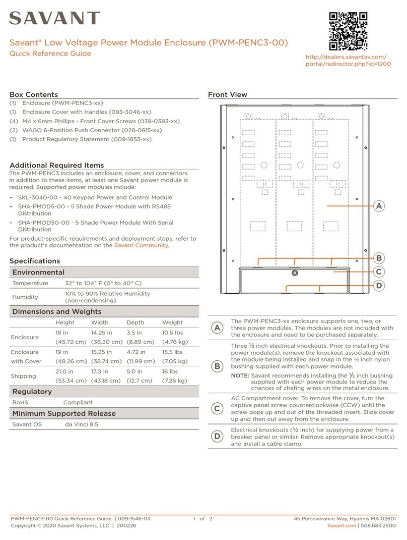 Savant PWM-PENC3-00 Quick reference guide