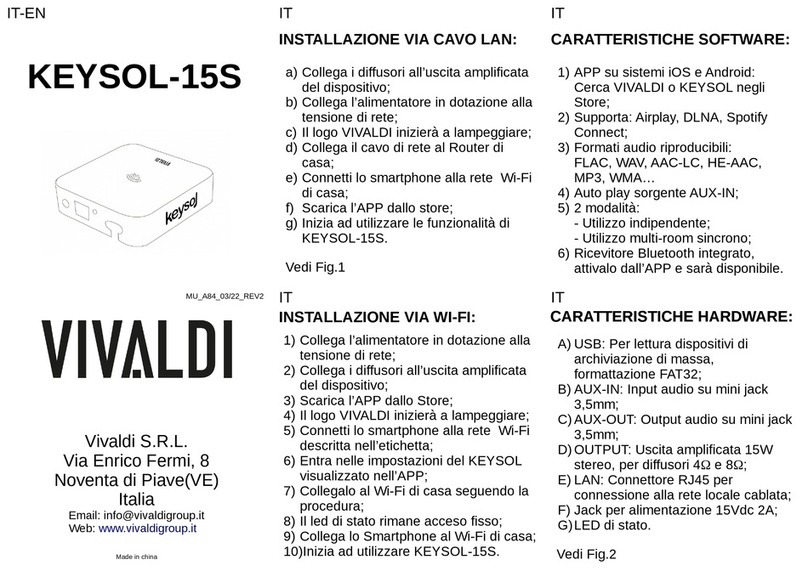 Vivaldi KEYSOL-15S quick start guide