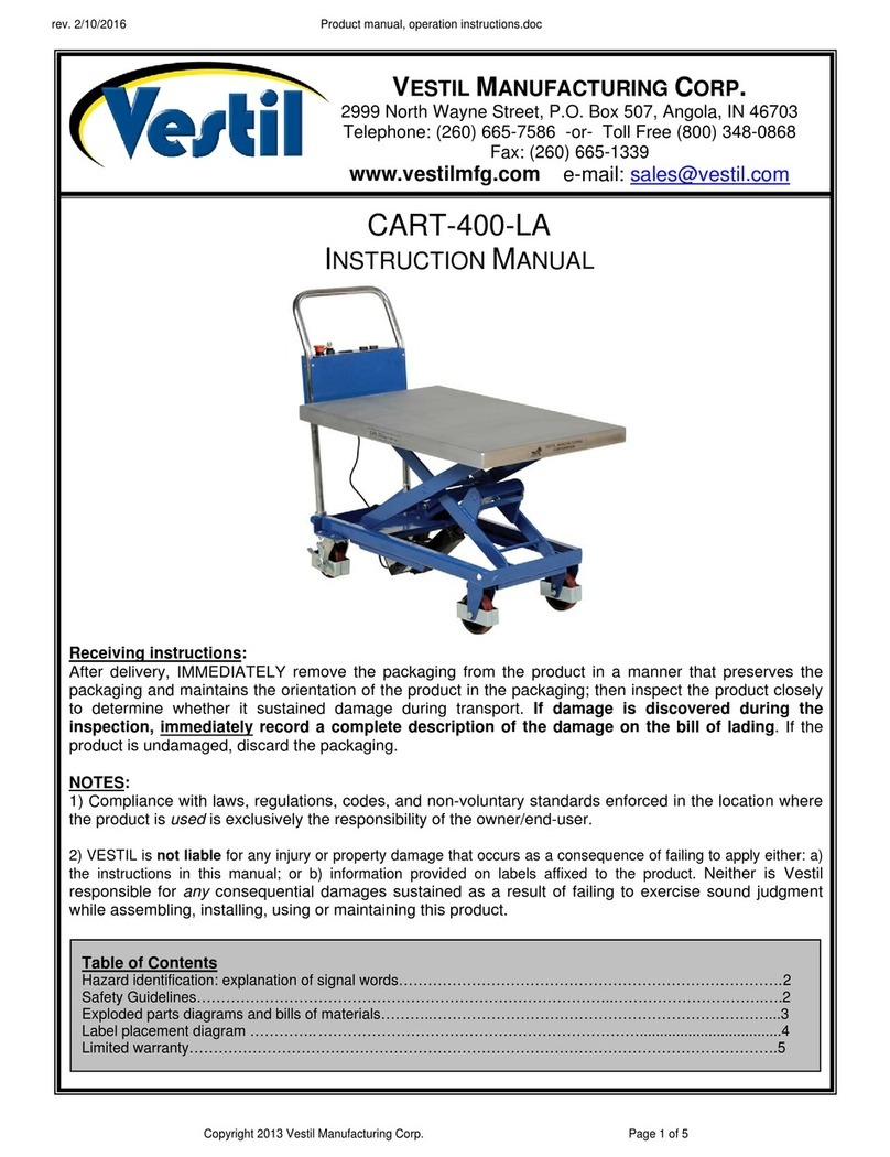 Vestil CART-400-LA instruction manual