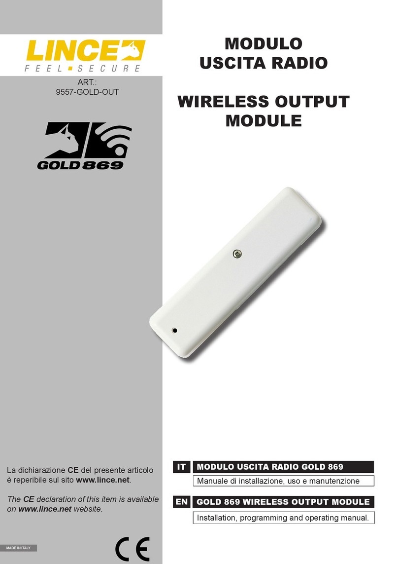 Lince GOLD 869 9557-GOLD-OUT Installation, Programming and Operating Instructions