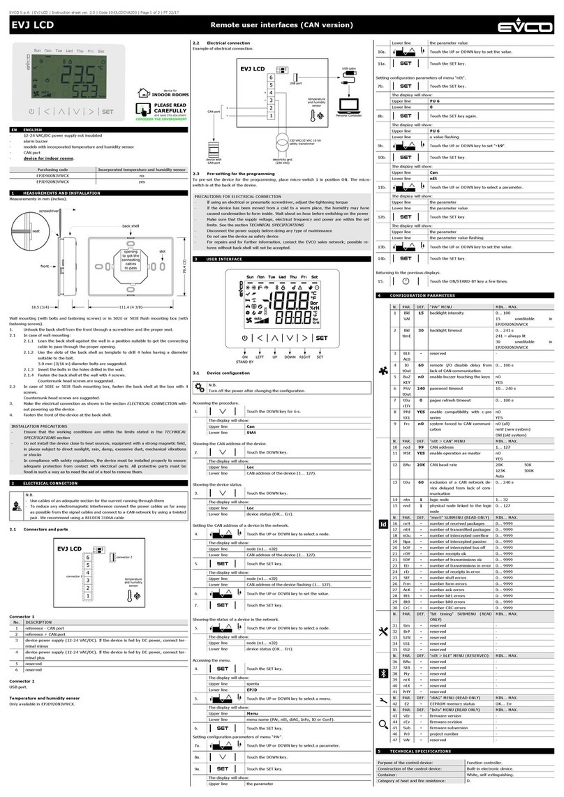 Evco EVJ LCD manual