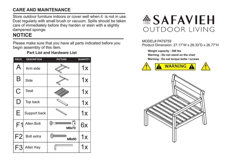Safavieh Outdoor PAT6759 quick start guide Safavieh Outdoor PAT6759 quick start guide