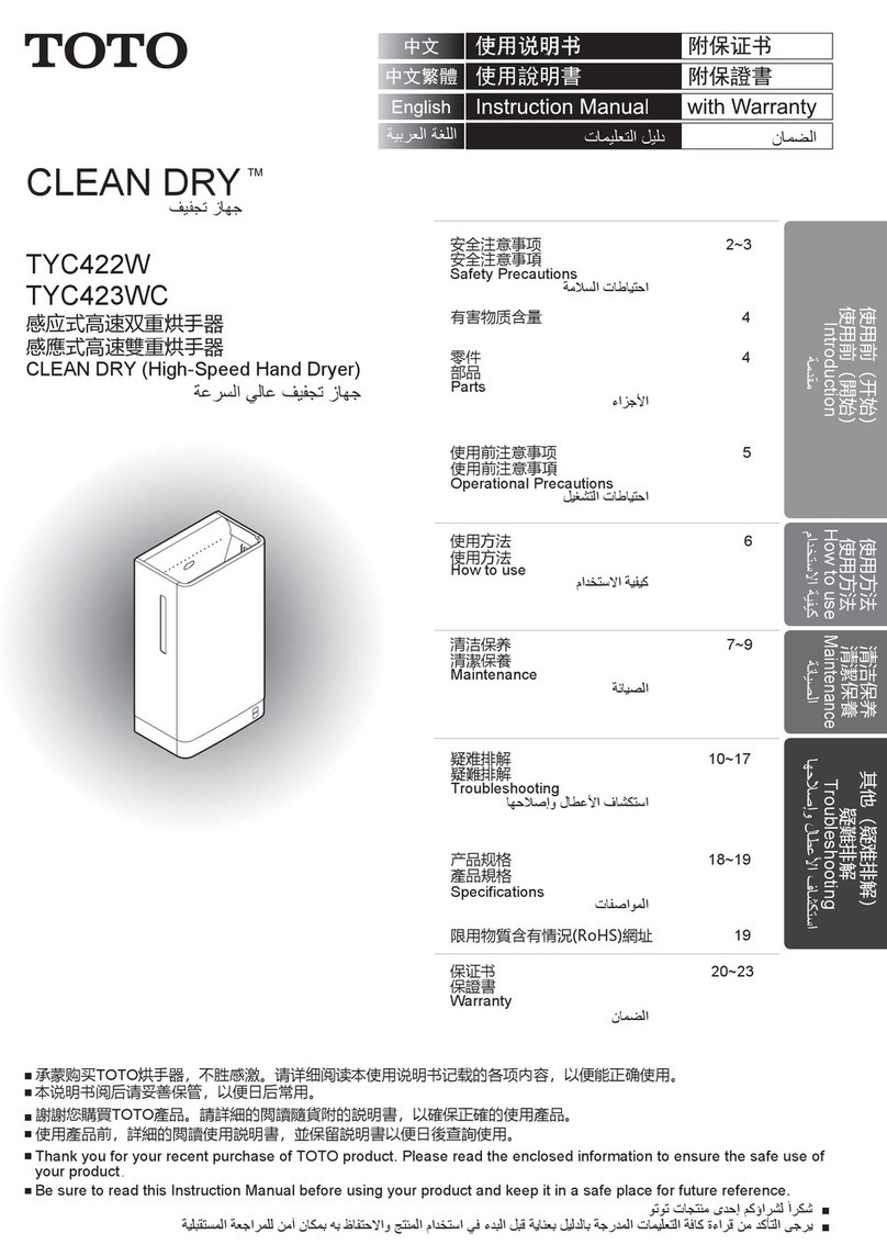 Toto CLEAN DRY TYC422W User manual Toto CLEAN DRY TYC422W User manual