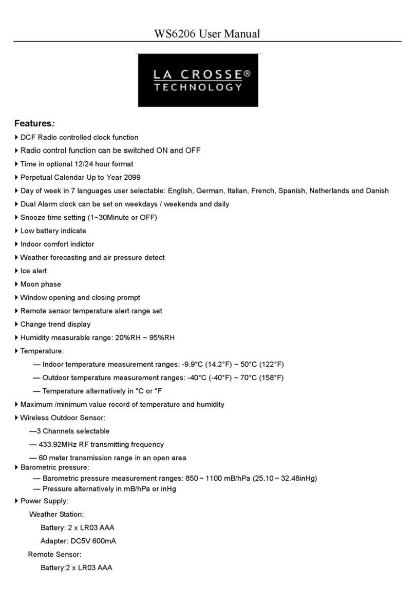 La Crosse Technology WS6206 User manual La Crosse Technology WS6206 User manual