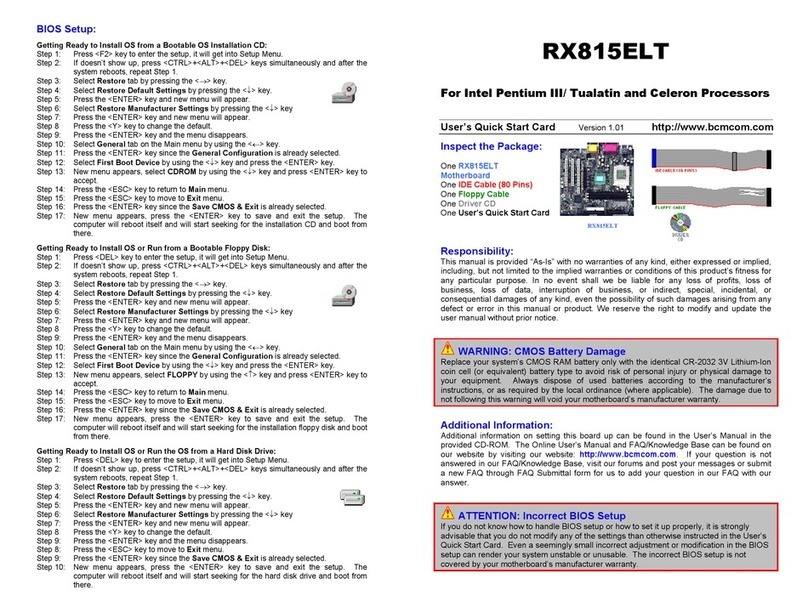 BCM RX815ELT User manual