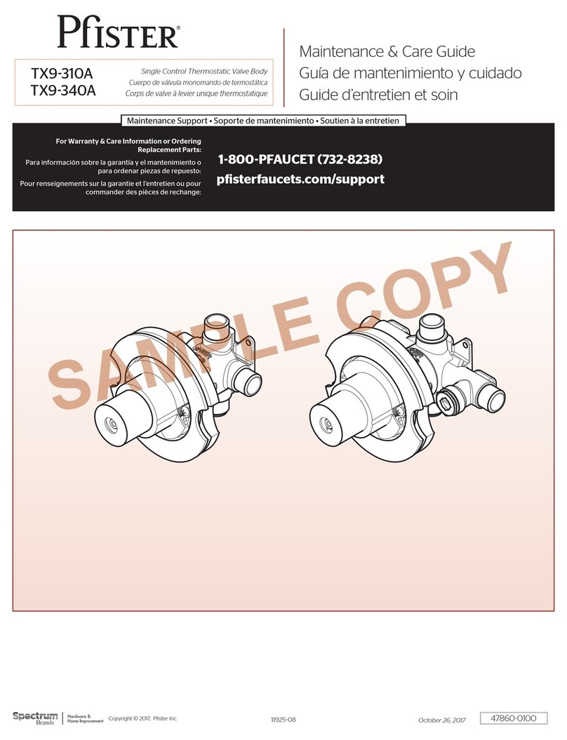 Spectrum Brands Pfister TX9-310A Maintenance & Care Guide Spectrum Brands Pfister TX9-310A Maintenance & Care Guide