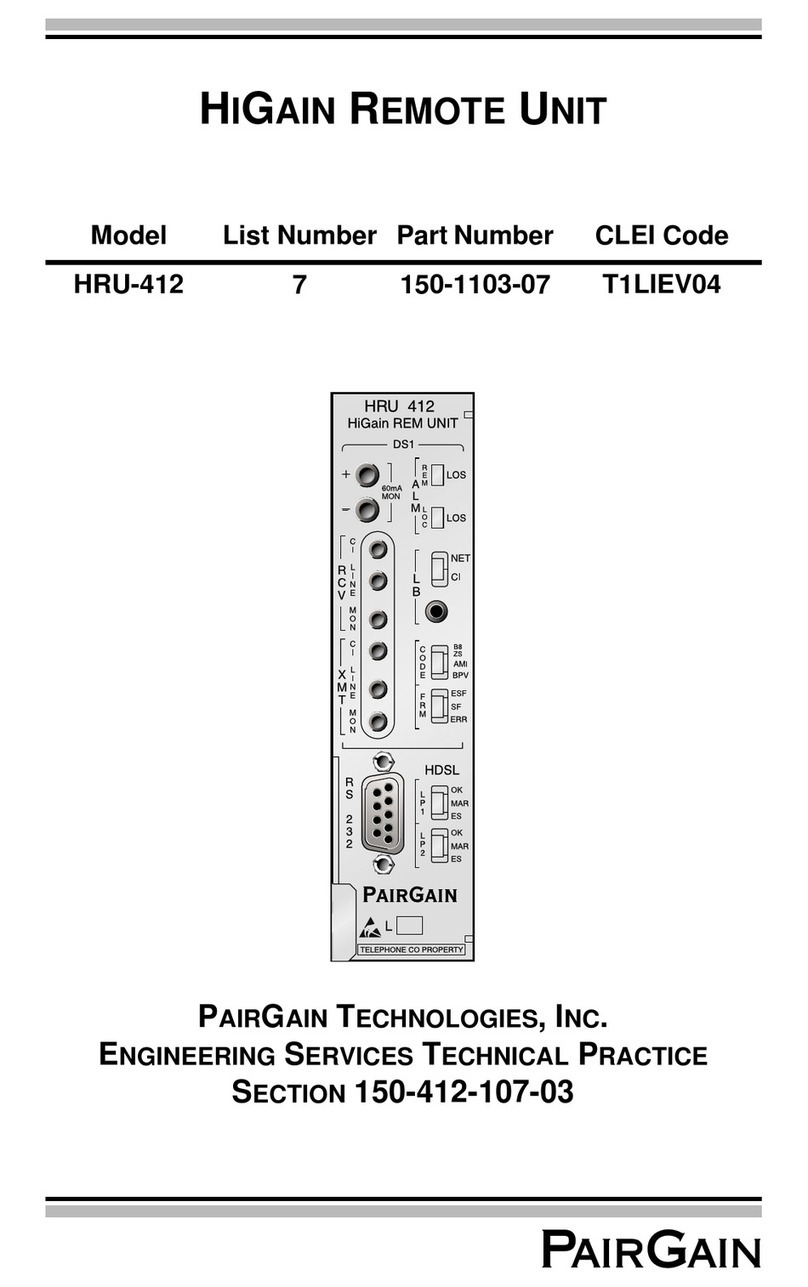 PairGain HIGAIN HRU-412 manual