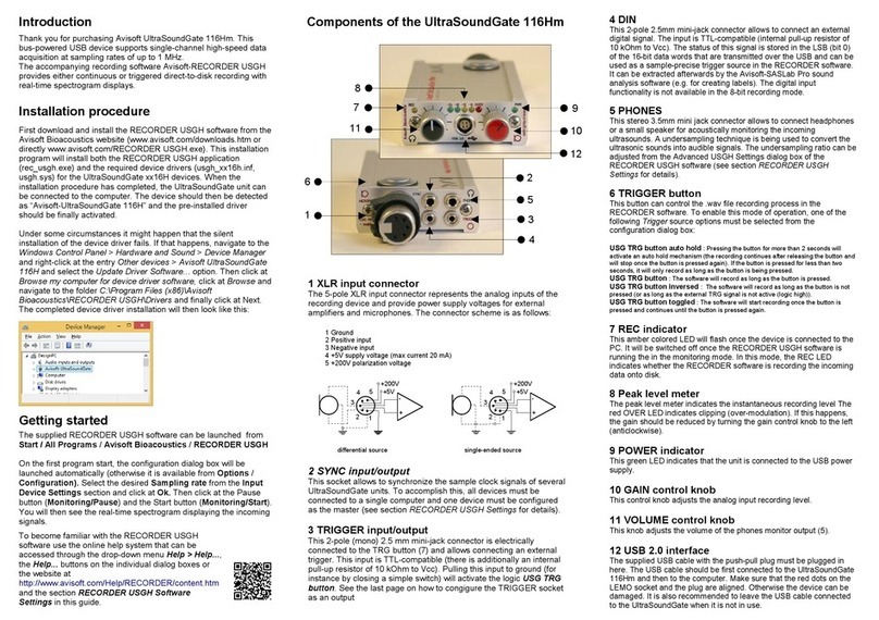 Avisoft UltraSoundGate 116Hm user guide