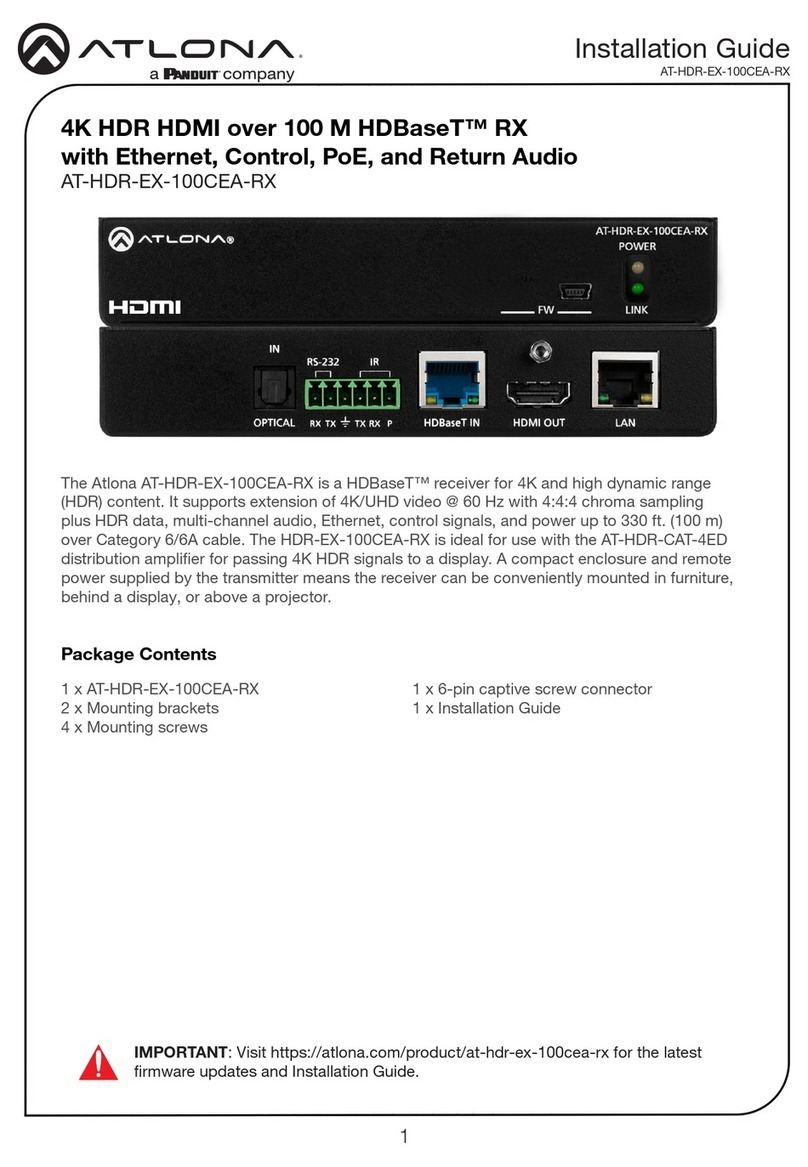 Panduit Atlona AT-HDR-EX-100CEA-RX User manual Panduit Atlona AT-HDR-EX-100CEA-RX User manual
