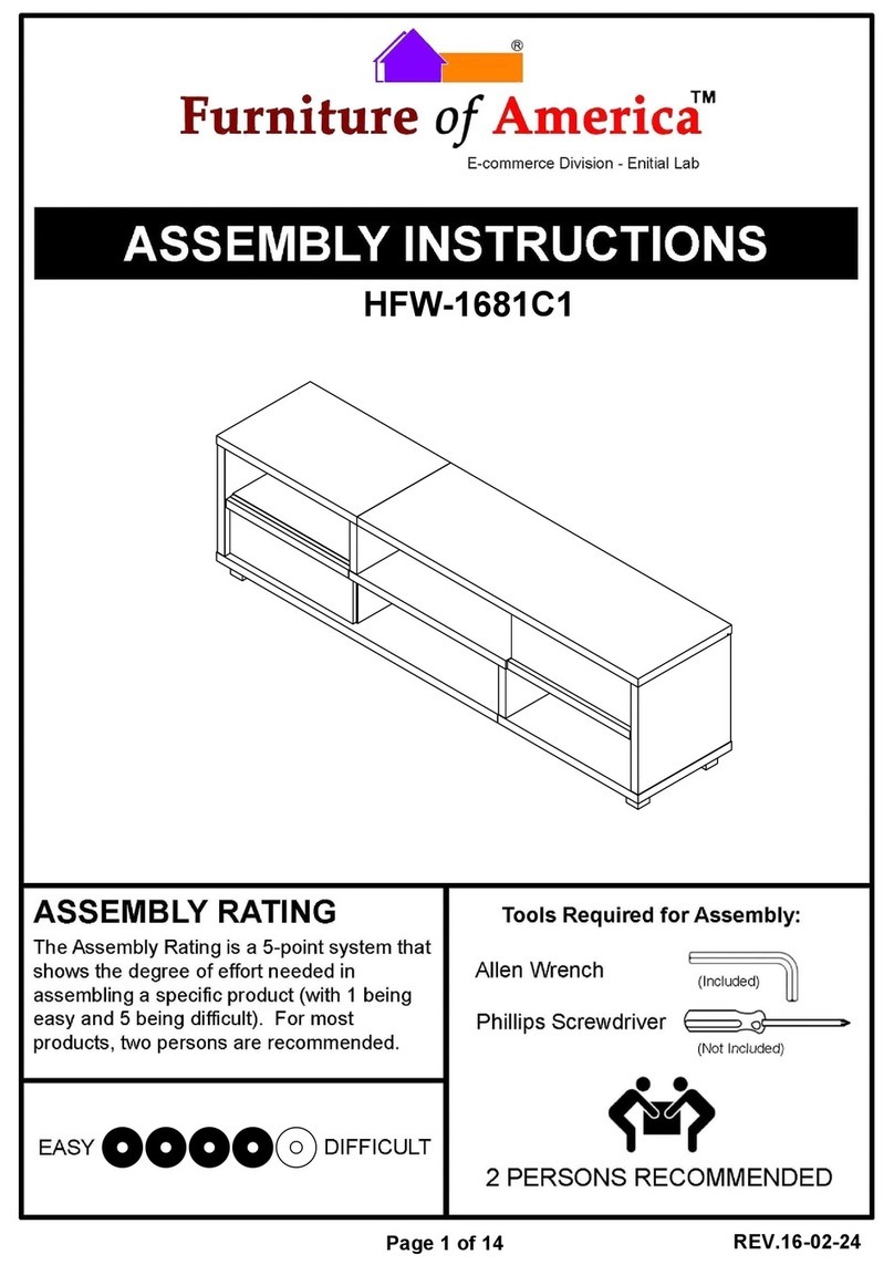 Furniture of America HFW-1681C1 Assembly instructions Furniture of America HFW-1681C1 Assembly instructions