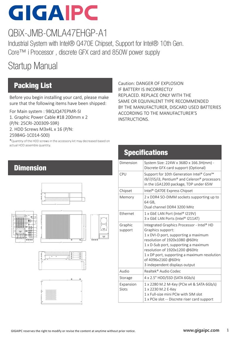 GIGAIPC QBiX-JMB-CMLA47EHGP-A1 Installation and operation manual