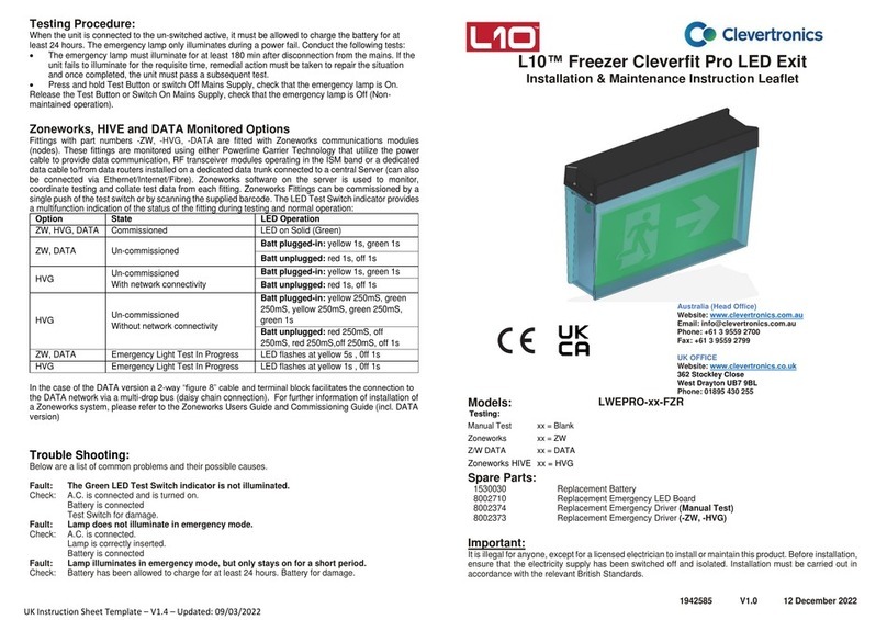 Clevertronics L10 LWEPRO FZR Series Manual